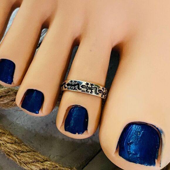 Sterling Silver Lizard Toe Ring Band Midi Ring - Picture 2 of 3